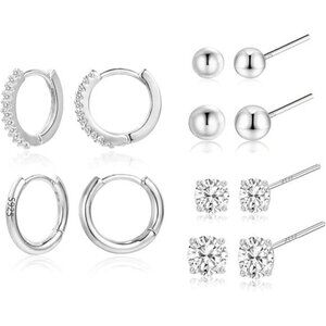 Earring Sets for Multiple Piercing |14K Gold Plated Studs Earrings and Hoops Set